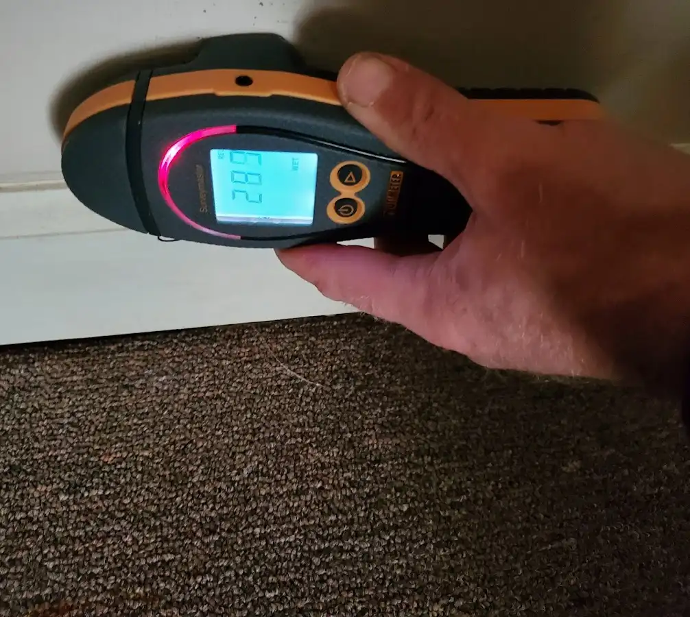 Moisture detection at baseboard during Sewage Cleanup & Sanitation in Artesia